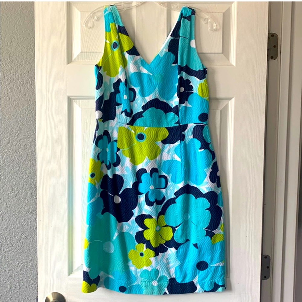 Lilly Pulitzer Kiki dress “pop goes the floral” print in shorely blue